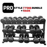York Barbell PRO style round dumbbell + Rack Bundle 27.5kg – 50kg -Pairs