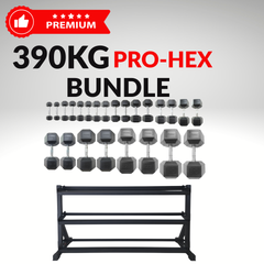 York Barbell 390KG PRO Hex Dumbbell & Rack Bundle Set