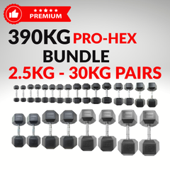 York Barbell 390KG PRO Hex Dumbbell & Rack Bundle Set