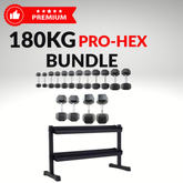 York Barbell 180KG Hex Dumbbell & Rack Bundle Set
