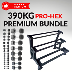 York Barbell 390KG PRO Hex Premium Dumbbell & Rack Bundle