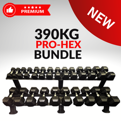 York Barbell 390KG Elite PRO Hex Dumbbell & Rack Bundle Set
