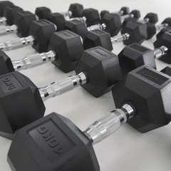 York Barbell 1kg-10kg rubber hex dumbbells with rack Bundle