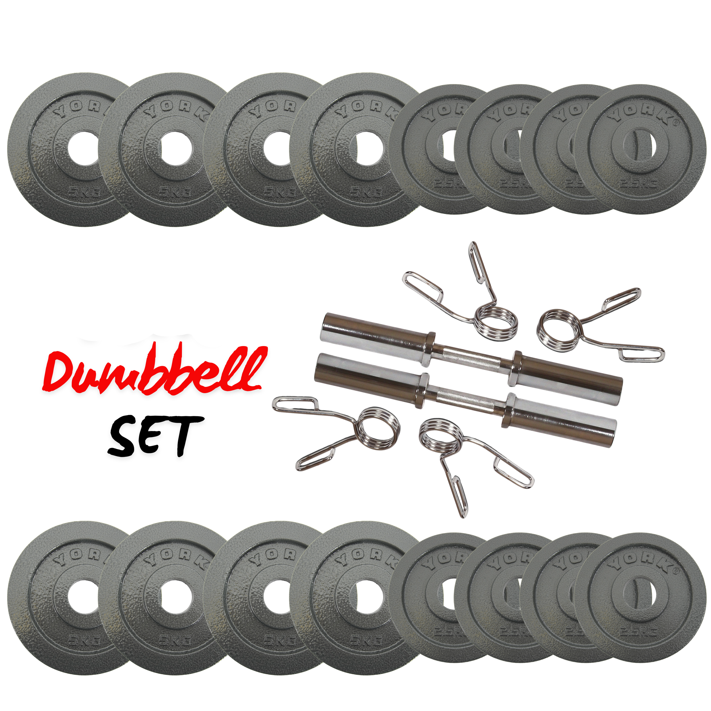 York Barbell Olympic 70kg Dumbbell Set Bundle - York Fitness