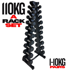 York Barbell 1kg-10kg Pro Hex Dumbbells & A Rack Set - (20 Dumbbells)