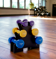 York Fitness Vinyl Dipped Dumbbell 12 KG Set with Stand