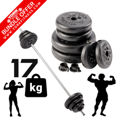 The York Barbell Black Vinyl Aerobic Studio 17kg Weight Plate Set Bundle