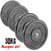 York Barbell Olympic Solid Rubber Black 30KG Bumper Plates Bundle
