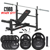 York Barbell C19BB Olympic Bench & Weights Bundle