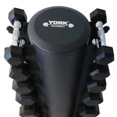 York Barbell Premium 1kg-10kg PRO hex dumbbells with Cylinder rack Bundle