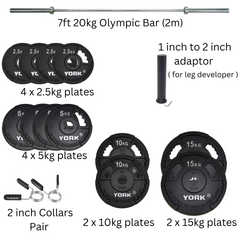 York Barbell C19BB Olympic Bench & Weights Bundle