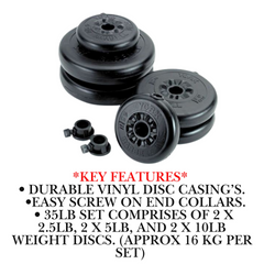 The York Barbell Black Vinyl Aerobic Studio 17kg Weight Plate Set Bundle