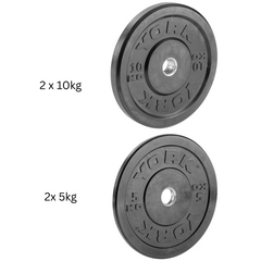 York Barbell Olympic Solid Rubber Black 30KG Bumper Plates Bundle
