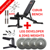 York Barbell C19UB Utility Dumbbell Bench Bundle with Leg Developer