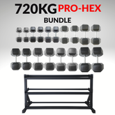 York Barbell 720KG PRO Hex Dumbbell & Rack Bundle Set