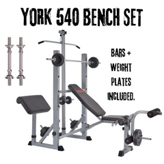 York Fitness 540 Heavy Duty Folding Barbell Bench Bundle