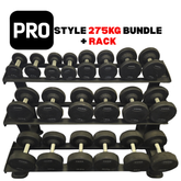 York Barbell PRO style round dumbbell + Rack Bundle 2.5kg – 25kg -Pairs