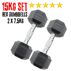 York Barbell PRO Hex Dumbbells Bundle 15Kg set (2 x 7.5kg)