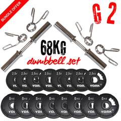 York Barbell G2 Olympic 68kg Dumbbell Set Bundle