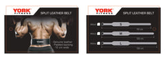 YORK Black Split Leather Belt / Double Stitched - York Fitness