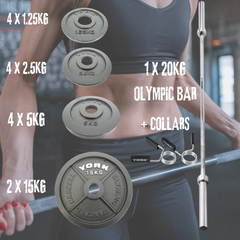 York Barbell 85KG Olympic Set Bundle
