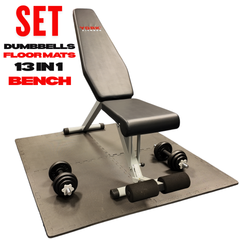 York Fitness Ultimate 13 in 1 Starter bench / Dumbbells/ Floor Mats Bundle