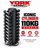 York Barbell Premium 1kg-10kg PRO hex dumbbells with Cylinder rack Bundle