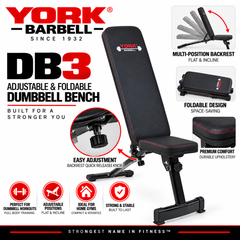 York Barbell DB3 Adjustable & Foldable Dumbbell Bench