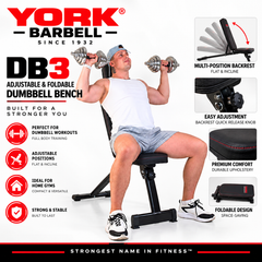 York Barbell DB3 Adjustable & Foldable Dumbbell Bench