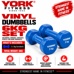York Fitness 2x3kg Vinyl Dipped Dumbbells (Fitbells)