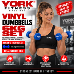 York Fitness 2x3kg Vinyl Dipped Dumbbells (Fitbells)