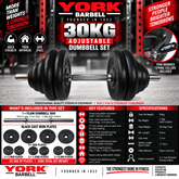 York Barbell 30kg Single Adjustable Dumbbell Set