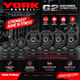 York Barbell G2 Rubber Olympic Weight Plates - Singles - Matte Black