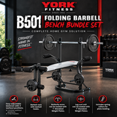 York Fitness B501 Folding Barbell Bench Bundle Set
