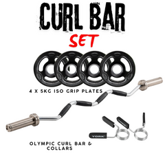 York Barbell Olympic Curl Bar Set & plates