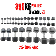 York Barbell 390KG Elite PRO Hex Dumbbell & Rack Bundle Set - York Fitness