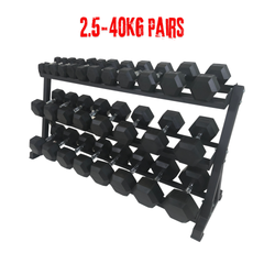 York Barbell 545KG PRO Hex Dumbbell & Rack Bundle Set