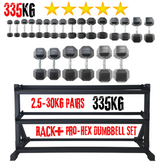 York Barbell 335KG PRO Hex Dumbbell & Rack Bundle Set