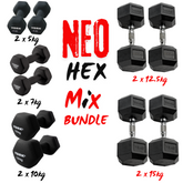 York Barbell 99kg Neo and Hex dumbbells Bundle Mix