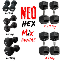York Barbell 99kg Neo and Hex dumbbells Bundle Mix