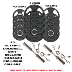 York Barbell G2 Rubber Olympic 43kg Dumbbell Set - York Fitness