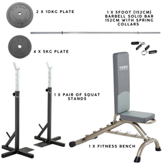 York Fitness Home V2 Squat Set - Plain Bar version