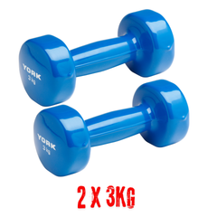 York Fitness 2x3kg Vinyl Dipped Dumbbells (Fitbells)