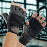 York Fitness Leather Weight Lifting Gloves (L)