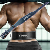 YORK Black Split Leather Belt / Double Stitched