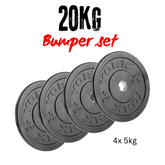 York Barbell Olympic Solid Rubber Black 20KG Bumper Plates Bundle ( 4 x 5kg)