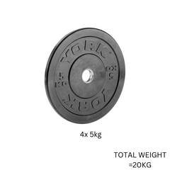 York Barbell Olympic Solid Rubber Black 20KG Bumper Plates Bundle ( 4 x 5kg)
