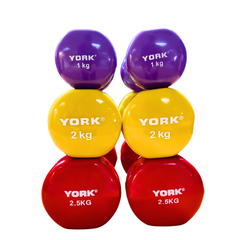 York Fitness Vinyl Dipped Dumbbells 11kg Set Bundle
