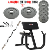 York Barbell C19CB Adjustable Seated Curl Bench Set Bundle