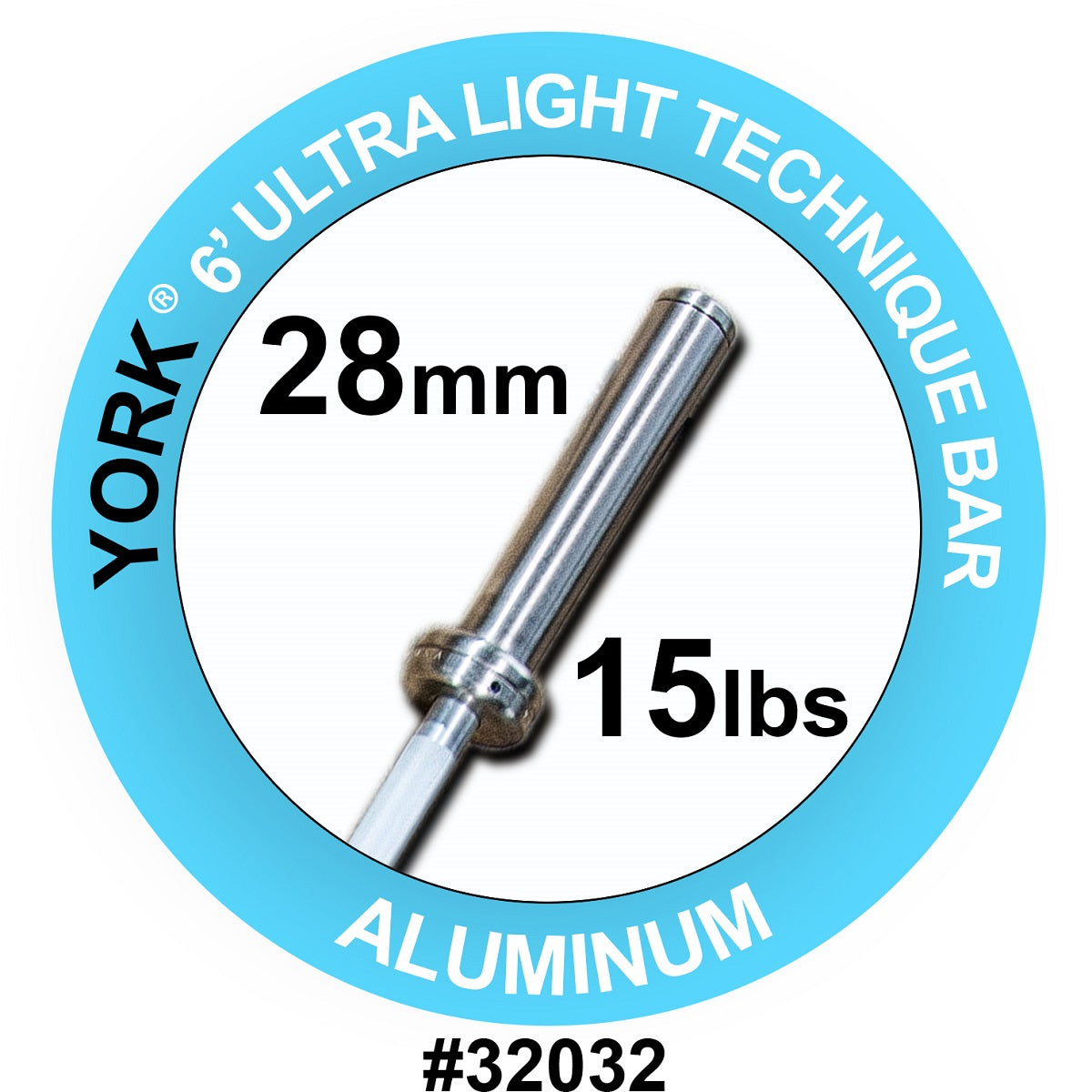 York Barbell 6' Ultra-Light Aluminium Technique Bar, York Fitness